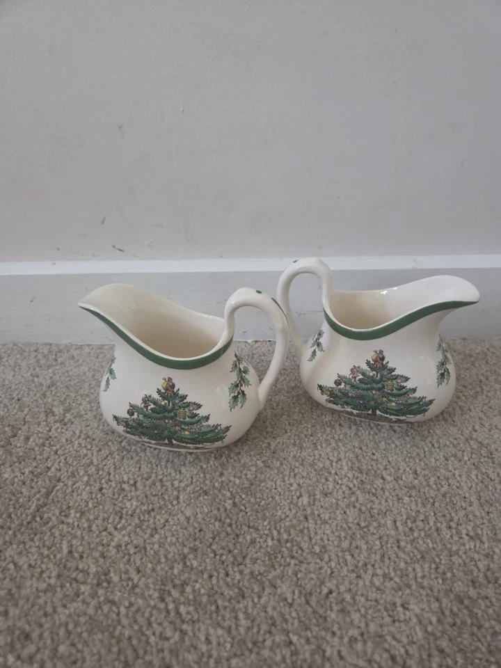 X2 Spode Christmas Tree Cream Milk Jug 0.2ltr. VGC Vintage China  - Image 1 of 4