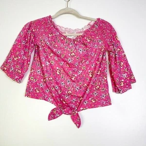 Cloud Chaser Girls Pink Floral Elastic Neck Top Size XL / 16 - Picture 1 of 1