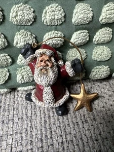 Santa With Golden Star Christmas Collectible Ornament by Bert Anderson 1998 - Picture 1 of 9