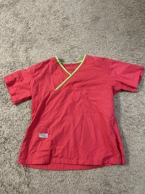 Camisa Médica Urbane Para Mujer Mediana Roja Verde Borde Cuello en V Blusa Médica Enfermería Foto 1 de 4