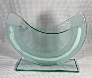 Moderne Klarglas Dekorative Schüssel auf Sockel - 10" breit x 8" hoch Kunst Display - Bild 1 von 11