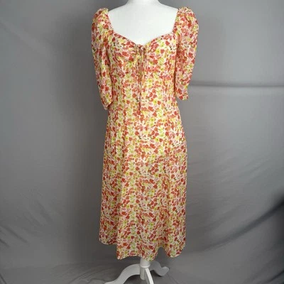 Vestido midi floral manga abullonada BCBGENERATION para mujer talla 8 Cottagecore Milkmaid Foto 1 de 4