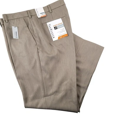 Pantalones para hombre Van Heusen Ultimate Traveler calce recto 38x30 gris tostado nuevos con etiquetas JH1792 Foto 1 de 4