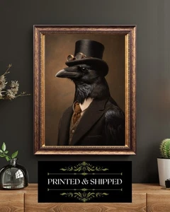 Victorian Crow Gentleman Portrait Vintage Bird Art Anthropomorphic Gothic Print - Picture 1 of 5