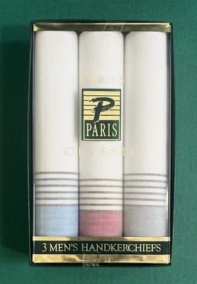 Vintage Paris Classic 3 Men's Handkerchiefs Set Of 3, 16" x 16" Embroiderable - Image 1 of 3