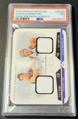 2004-05 Skybox Fresh Ink /199 Steve Nash Dirk Nowitzki Game Breakers Jerseys PSA - Image 1 of 2