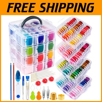 200 Colors of Premium Embroidery Thread Kit - Includes Tools & Storage Organizer - Image 1 of 4