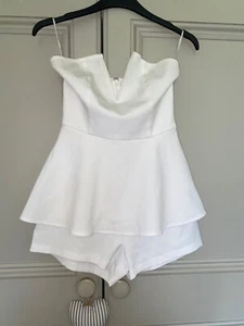 MISSGUIDED White Bunny Girl Playsuit Size 6 Corset Style Frill Coquette Diva - Picture 1 of 5