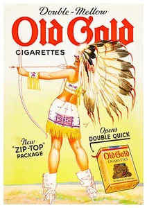 Reproduktion Vintage "Old Gold - Double Mellow" Zigarettenposter. Größe: A2 - Bild 1 von 1