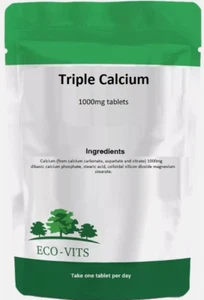 Calcium Citrate 1000mg Tablets – Stronger Bones & Teeth Support - ECO-VITS - Picture 1 of 2