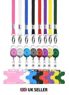 QUANTUM LEAP Trio ID Lanyard Neck Strap Rigid Badge Pass Plastic Card Holder & YoYo Reel Clip