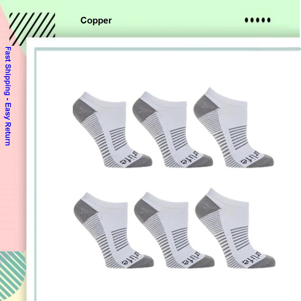 Pack de 3 calcetines de compresión de corte bajo para mujer Copper Life blancos, M Foto 1 de 1