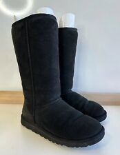 UGG Australia Womens 5815 Boots Classic Tall Shearling Black Suede / Size 6