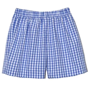 SMOCKED GIRAFFE Large Check pull-on Shorts - Royal- NWT Boys 6 - Picture 1 of 1