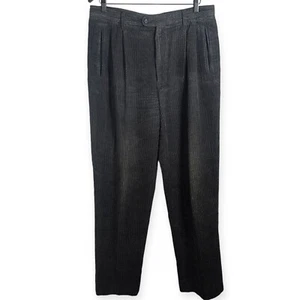 Zanella Outdoor Pants Men's Black Cotton Corduroy Pleated Italy Made Fit 34x34 - Picture 1 of 11