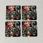 Chico's Set of 4 Coasters Mixed Print 4”x4” New Open Box