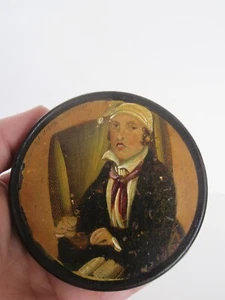 Antique 19th Century Hand Painted Paper Mache Tobacco Snuff Box, Signed (3 1/4") - Picture 1 of 24