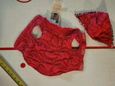 EAST SIDE PUPPY DOG REVERSIBLE PUFFY VEST + HOOD PINK + LEOPARD PRINT SMALL - Image 1 of 4