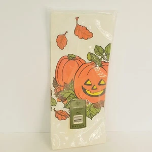 Vtg New Hallmark Halloween Pumpkin Paper Table Cover Tablecloth 60" x 102" - Picture 1 of 3
