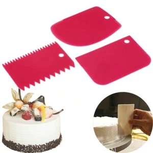 Set 3 pz spatola raschietto torta in plastica pasta per pasticceria fondente crema bordo torta lato - Foto 1 di 6