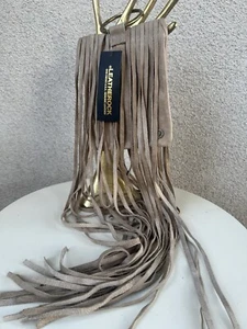Leatherock NWT Pouch Bag With 26” Fringe Taupe - Picture 1 of 9