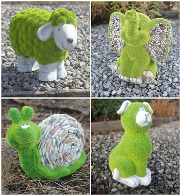 Animal Garden Ornament Moss Effect Flocked Grass Sheep Elephant Dog Snail Decor - Image 1 of 4