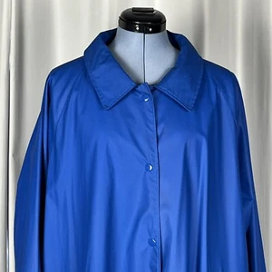 Vintage LL Bean Long Rain Coat Women's Size Large Snap Waterproof Unlined Vented - Picture 1 of 19