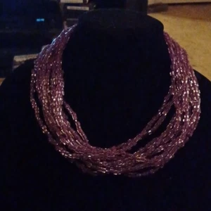 Purple Multi Strand homemade Necklace - Picture 1 of 5