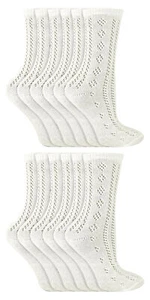 12 Pack Girls School Pelerine Socks | White Ankle Soft Cotton Socks for Kids - Picture 1 of 2