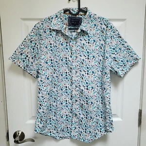 Camisa abotonada de algodón manga corta floral colorida de caballeros Outfitters para hombre L - Imagen 1 de 6