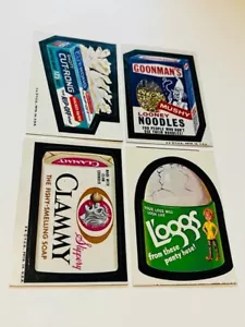 Lote de tarjetas coleccionables Wacky Packages 1974 Topps Clammy Loggs Looney Fideos - Imagen 1 de 3