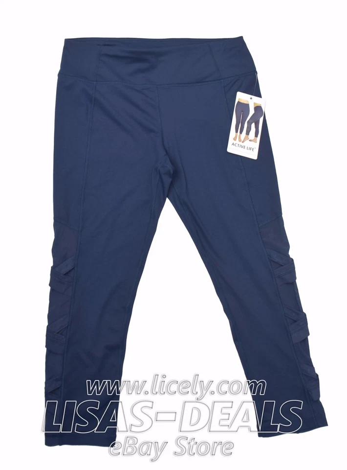 Women's Active Life Vented Criss Cross Leggings Workout Yoga Black S M - Image 1 of 1