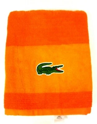 NUEVO LACOSTE NARANJA RAYA 100% ALGODÓN, LOGOTIPO BAÑO, TOALLA DE PLAYA  Foto 1 de 4