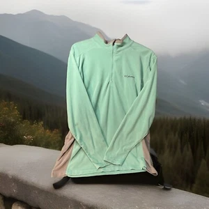 Columbia Mens Light Green 1/4 Zip Fleece Sweatshirt Size XL Outdoor Pullover - Picture 1 of 14
