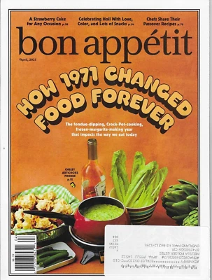 Bon Appetit Magazine Apr 2021 Recipes Cooking Fondue Crock Pot Strawberry Cake - Image 1 of 2