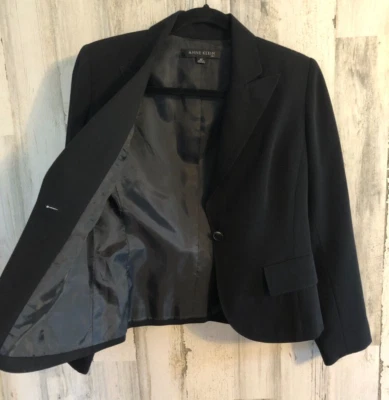 Костюм Anne Klein черный блейзер размер 4P классический сшитый на одну пуговицу с подкладкой карьерный - Изображение 1 из 4