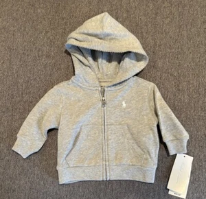 NUEVO CON ETIQUETAS Ralph Lauren Sudadera con Capucha Bebé Niñas 3 Meses Cremallera Completa Gris - Imagen 1 de 4