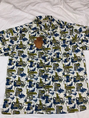 NWT VTG DAVINCI CALIFORNIA ‘IRRATIC’ OFF WHITE SHORT SLEEVE SHIRT CAMP COLLAR M - Image 1 of 4