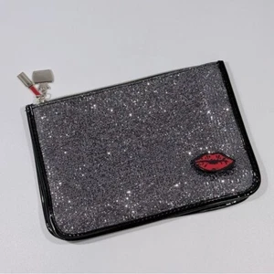 Shiseido NWOT Black & Gray Glitter Sparkle Makeup Travel Toiletry Bag Clutch - Foto 1 di 11