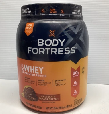 Proteína de suero en polvo Body Fortress Super Advanced, mantequilla de maní chocolate, 30 g Foto 1 de 4