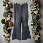 Free People Jeans Gray Denim Pants Super Flare High Rise Festive Hippie Size 31