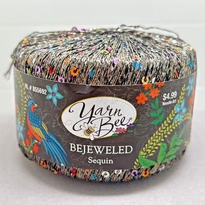 Yarn Bee Bejeweled Sequin Yarn 10 Gray / Multi 328 yrd Metallic Polyester Knit - Image 1 of 4