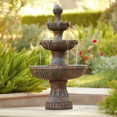 Ravenna Rustic 3 Tier Cascading Outdoor Floor Water Fountain 43" for Yard Garden - Image 1 of 4