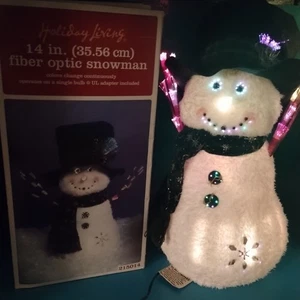 Pupazzo di neve in fibra ottica 14" cambia colore illumina Natale Bradford Holiday Livin - Foto 1 di 23
