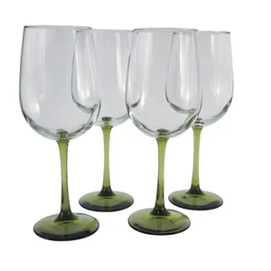 4 copas de vino verde oliva Libbey 9" copa soplada de vino tinto 17 oz elegante romántica - Imagen 1 de 7
