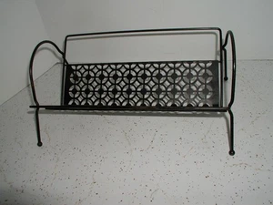 Vintage Atomic MCM schwarz Streckmetall Draht 45 U/min Schallplatte Buchregal Ständer Halter - Bild 1 von 5