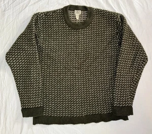 Vintage 90s LL Bean Pullover Herren Large Grün Birdseye Fischer Wolle Norwegen - Bild 1 von 8