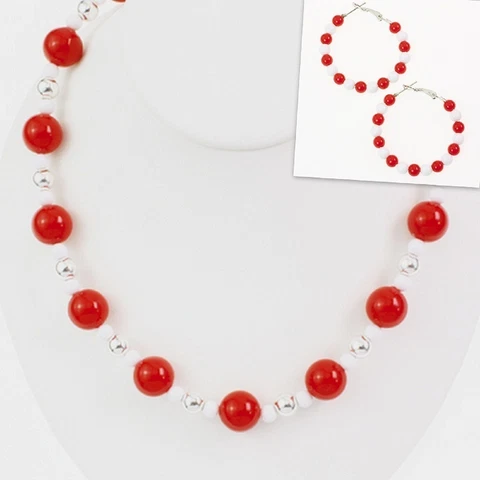 NEW! NC NORTH CAROLINA STATE WOLFPACK FAN JEWELRY SET - NECKLACE + HOOP EARRINGS Cover
