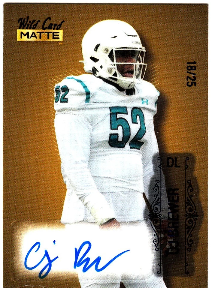 2022 Wild Card Matte C.J. Brewer Autograph  Buffalo Bills SSP #18/25 MADE - Image 1 of 1
