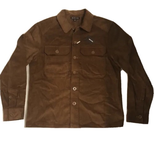 Giacca uomo Michael Kors in velluto a coste con bottoni marrone $168 Medium nuova